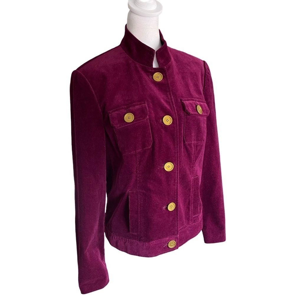 Jones New York Burgundy Cotton Stretch Corduroy Jacket Size Medium